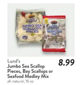 Fresh Thyme Jumbo Sea Scallop Pieces, Bay Scallops or Seafood Medley Mix offer