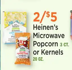 Heinen's Heinen's Microwave Popcorn 3 CT. or Kernels 20 OZ offer