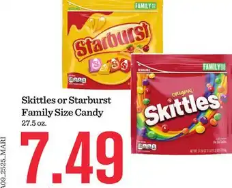 Mariano's Skittles or Starburst Family Size Candy offer