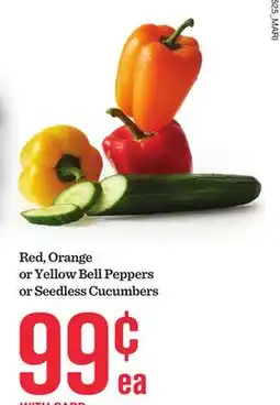 Mariano's Red, Orange or Yellow Bell Peppers or Seedless Cucumbers offer