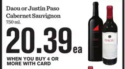 Mariano's Daou or Justin Paso Cabernet Sauvignon offer
