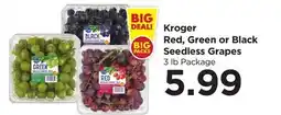 Food 4 Less Kroger Red, Green or Black Seedless Grapes offer