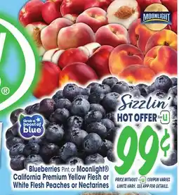 Jewel-Osco Blueberries Pint, or Moonlight California Premium Yellow Flesh or White Flesh Peaches or Nectarines offer