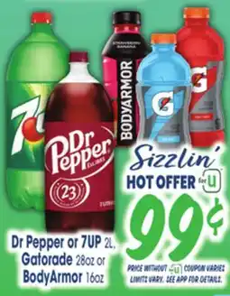 Jewel-Osco Dr Pepper or 7UP 2L, Gatorade 28 oz or BodyArmor 16 oz offer