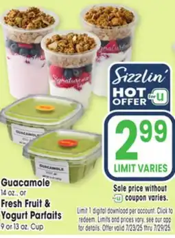 Jewel-Osco Guacamole 14 oz., or Fresh Fruit & Yogurt parfaits 9 or 13 oz. Cup offer