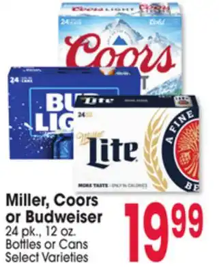 Jewel-Osco Miller, Coors or Budweiser or Budweiser offer