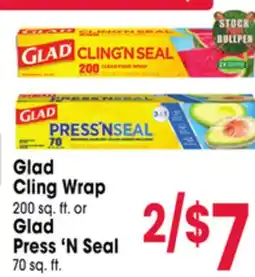 Jewel-Osco Glad Cling Wrap 200 sq. ft. or Glad Press'N Seal 70 sq. ft offer