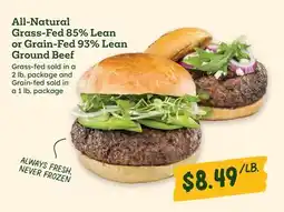 Sprouts Farmers Market All-Natural Grass-Fed 85% Lean or Grain-Fed 93% Lean Ground Beef offer