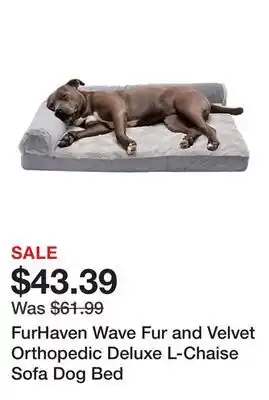 Tractor Supply Company FurHaven Wave Fur and Velvet Orthopedic Deluxe L-Chaise Sofa Dog Bed offer
