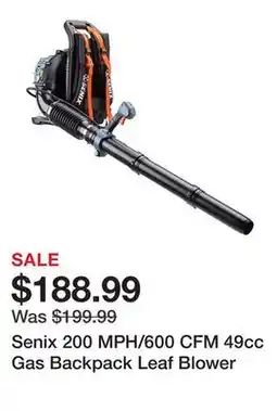 Tractor Supply Company Senix 200 MPH/600 CFM 49cc Gas Backpack Leaf Blower offer