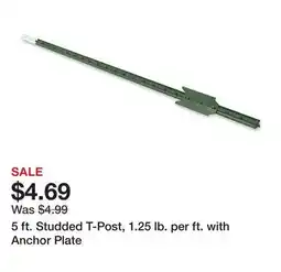 Tractor Supply Company 5 ft. Studded T-Post, 1.25 lb. per ft. with Anchor Plate offer