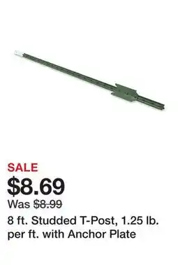 Tractor Supply Company 8 ft. Studded T-Post, 1.25 lb. per ft. with Anchor Plate offer