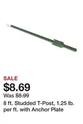 Tractor Supply Company 8 ft. Studded T-Post, 1.25 lb. per ft. with Anchor Plate offer