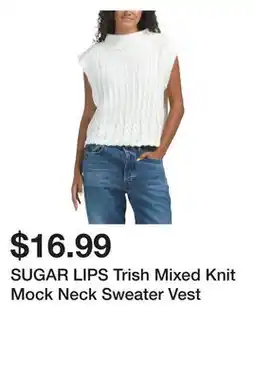 Marshalls SUGAR LIPS Trish Mixed Knit Mock Neck Sweater Vest offer