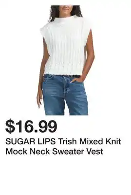 Marshalls SUGAR LIPS Trish Mixed Knit Mock Neck Sweater Vest offer