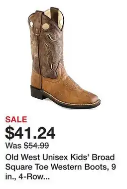 Tractor Supply Company Old West Unisex Kids' Broad Square Toe Western Boots, 9 in., 4-Row Stitch, Tan Vintage offer