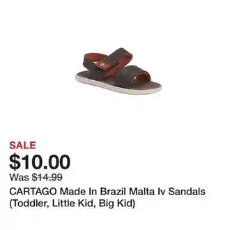 Marshalls CARTAGO Made In Brazil Malta Iv Sandals (Toddler, Little Kid, Big Kid) offer