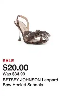 Marshalls BETSEY JOHNSON Leopard Bow Heeled Sandals offer