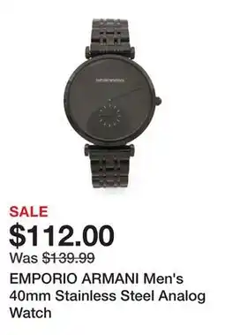 Marshalls EMPORIO ARMANI Men's 40mm Stainless Steel Analog Watch offer
