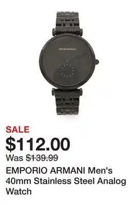 Marshalls EMPORIO ARMANI Men's 40mm Stainless Steel Analog Watch offer