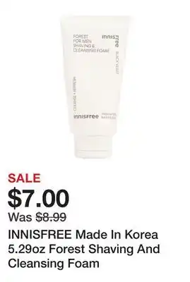 Marshalls INNISFREE Made In Korea 5.29oz Forest Shaving And Cleansing Foam offer