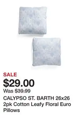 Marshalls CALYPSO ST. BARTH 26x26 2pk Cotton Leafy Floral Euro Pillows offer