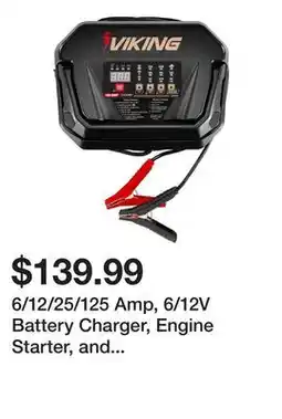 Harbor Freight Tools 6/12/25/125 Amp, 6/12V Battery Charger, Engine Starter, and Alternator Tester offer