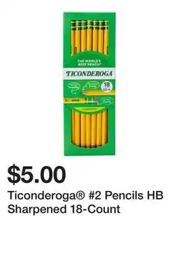 Five Below Ticonderoga #2 Pencils HB Sharpened 18-Count offer