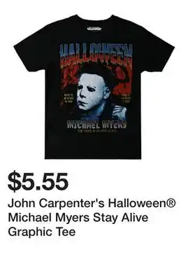 Five Below John Carpenter's Halloween Michael Myers Stay Alive Graphic Tee offer