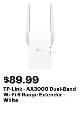 Best Buy TP-Link - AX3000 Dual-Band Wi-Fi 6 Range Extender - White offer