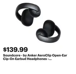 Best Buy Soundcore - by Anker AeroClip Open-Ear Cip-On Earbud Headphones - Black offer