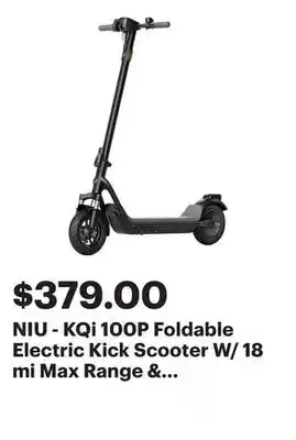 Best Buy NIU - KQi 100P Foldable Electric Kick Scooter W/ 18 mi Max Range & 17.4 mph Max Speed - Gray offer