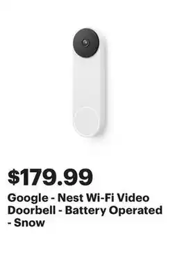 Best Buy Google - Nest Wi-Fi Video Doorbell - Battery Operated - Snow offer