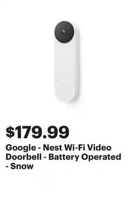 Best Buy Google - Nest Wi-Fi Video Doorbell - Battery Operated - Snow offer