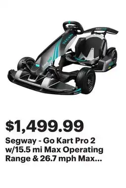 Best Buy Segway - Go Kart Pro 2 w/15.5 mi Max Operating Range & 26.7 mph Max Speed - Gray offer