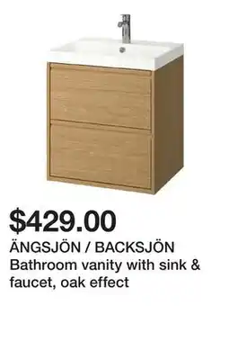 Ikea ÄNGSJÖN / BACKSJÖN Bathroom vanity with sink & faucet, oak effect offer