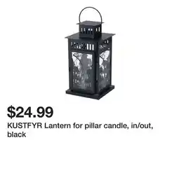 Ikea KUSTFYR Lantern for pillar candle, in/out, black offer