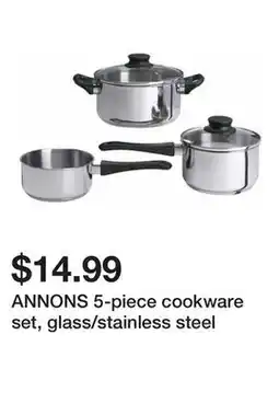Ikea ANNONS 5-piece cookware set, glass/stainless steel offer