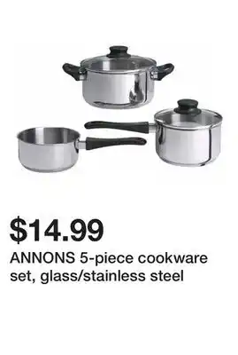 Ikea ANNONS 5-piece cookware set, glass/stainless steel offer