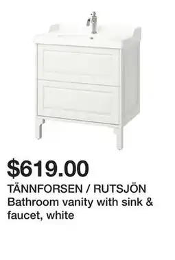 Ikea TÄNNFORSEN / RUTSJÖN Bathroom vanity with sink & faucet, white offer