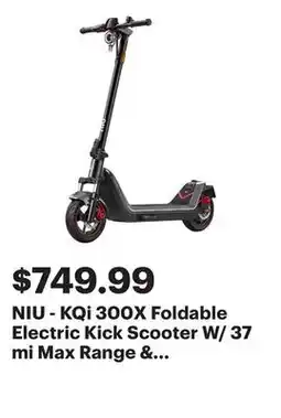 Best Buy NIU - KQi 300X Foldable Electric Kick Scooter W/ 37 mi Max Range & 23.7 mph Max Speed - Space Grey offer