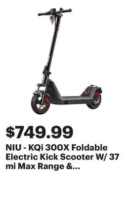 Best Buy NIU - KQi 300X Foldable Electric Kick Scooter W/ 37 mi Max Range & 23.7 mph Max Speed - Space Grey offer