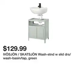 Ikea IVÖSJÖN / SKATSJÖN Wash-stnd w slid drs/wash-basin/tap, green offer