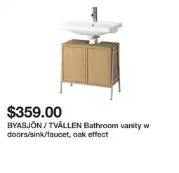 Ikea BYASJÖN / TVÄLLEN Bathroom vanity w doors/sink/faucet, oak effect offer