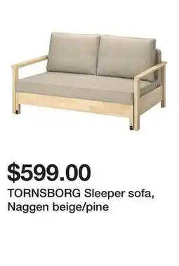 Ikea TORNSBORG Sleeper sofa, Naggen beige/pine offer