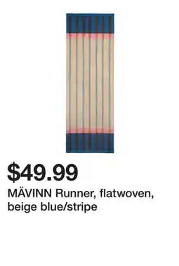 Ikea MÄVINN Runner, flatwoven, beige blue/stripe offer
