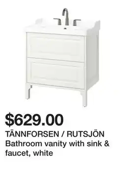 Ikea TÄNNFORSEN / RUTSJÖN Bathroom vanity with sink & faucet, white offer