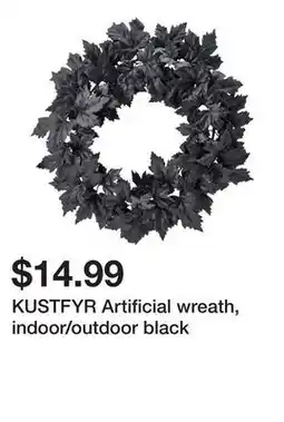 Ikea KUSTFYR Artificial wreath, indoor/outdoor black offer