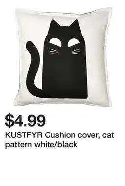 Ikea KUSTFYR Cushion cover, cat pattern white/black offer