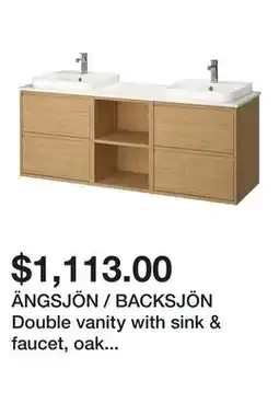 Ikea ÄNGSJÖN / BACKSJÖN Double vanity with sink & faucet, oak effect/white marble effect offer